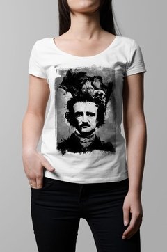 Remera Edgar Allan Poe blanca mujer