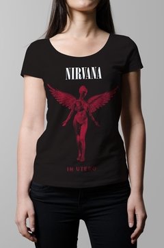 Remera negra Nirvana in utero mujer