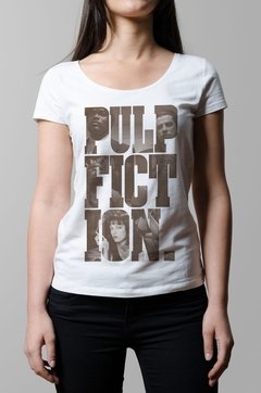 Remera Pul Fiction pelicula blanco mujer