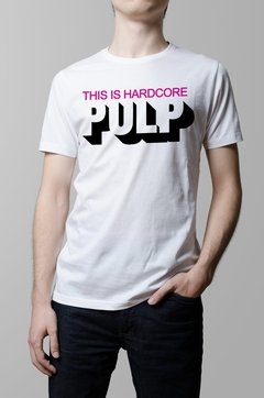 Remera blanca Pulp this is hardcore hombre