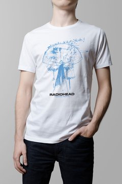 Remera Radiohead paranoid android blanca hombre