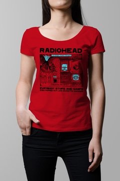 Remera Radiohead kid a roja mujer