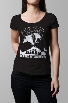 Remera Hitchcocks Los Pajaros pelicula negro mujer