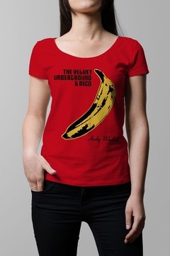 Remera Velvet Underground banana warhol roja mujer