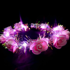 Coronita - Tiara de flores rosas con Leds