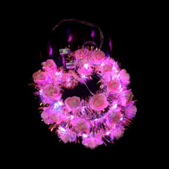 Coronita - Tiara de flores rosas con Leds en internet