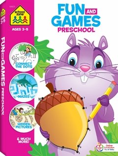 School Zone - Fun and Games Preschool Activity Workbook - 320 Pages, Ages 3 and Up, Colors, Shapes, Alphabet, Numbers, and More (School Zone Big Workbook Series), Covers may vary