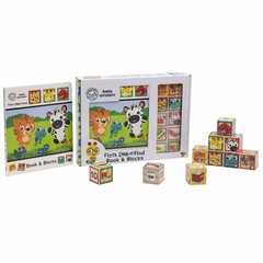 Baby Einstein - 10 Wooden Blocks and Interactive First Look and Find Board Book Set - PI Kids - tienda online