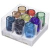 Vasitos multicolor para aceite de vidrio por caja de 9 para janukia 2 cm de diam x 3,5 cm alto