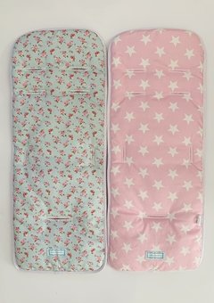 Colchoncito Reversible Flores British + Estrellas Rosa - comprar online