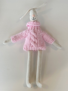 Conejo de Apego de Tela con Sweater Tejido Rosa Baby en internet