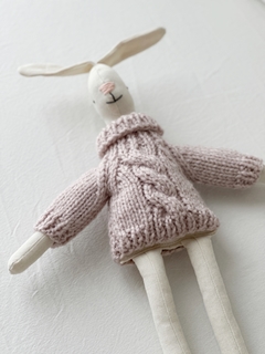 Conejo de Apego de Tela con Sweater Tejido Rosa Viejo - comprar online