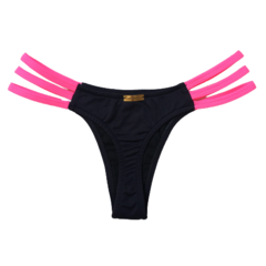 Calcinha Fio Dental TIF Preto-Rosa Neon