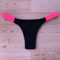 Calcinha Fio Duplo FIDF Preto-Rosa Neon