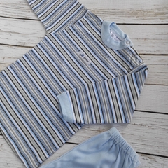 Pijama algodón rayado celeste - comprar online