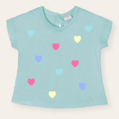 Remera corazoncitos aqua - comprar online