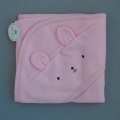 Manta polar con capucha rosa