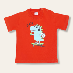 Remera dino auriculares naranja