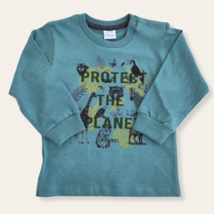 Remera protect the planet verde
