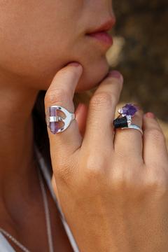 Anel Zee turmalina e ametista - MIMPPY - Jóias em Prata e Semijóias | Acessórios Femininos com Cristal e Pedras Naturais