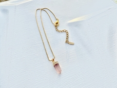 Colar Fine quartzo-rosa | ouro