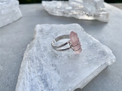 Anel quartzo-Rosa biterminado | prata