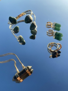 Argola Nia Oro | quartzo-verde - MIMPPY - Jóias em Prata e Semijóias | Acessórios Femininos com Cristal e Pedras Naturais