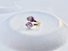 Anel Zee ametista ouro - MIMPPY - Jóias em Prata e Semijóias | Acessórios Femininos com Cristal e Pedras Naturais