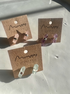Brinco Zen quartzo rosa | prata - MIMPPY - Jóias em Prata e Semijóias | Acessórios Femininos com Cristal e Pedras Naturais