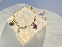 Pulseira Naomi Ouro cristal ametista e quartzo-verde - comprar online