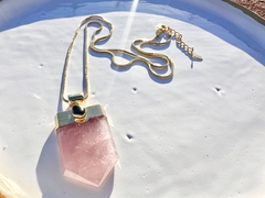 Colar Kira Quartzo-rosa e turmalina Ouro - comprar online