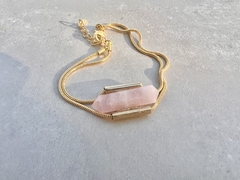 Pulseira Moksha quartzo-rosa ouro