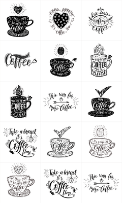 Coffee Lettering - Etiquetas Transparentes - comprar online