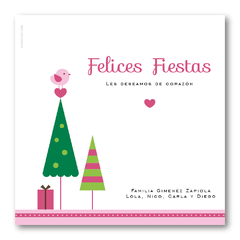 Pajarito Corazón Rosa Box - Tarjetas para Navidad y Fin de Año