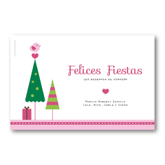 Pajarito Corazón Rosa Postal - Tarjetas para Navidad y Fin de Año