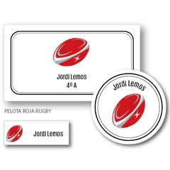 Pelota Roja Rugby - Etiquetas Escolares - comprar online