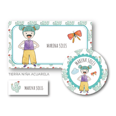 Tierra Niña Acuarela - Etiquetas Escolares
