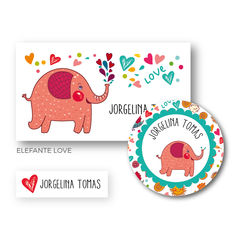 Elefante Love - Etiquetas Escolares