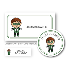 Green Lantern Superhéroes - Etiquetas Escolares