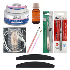 Kit Hilo Fibra De Vidrio 10 mts+Fiber Gel pincel+5 Productos