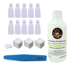 Kit Removedor Uv X 250 ML Esmalte Semi Capuchones Wipes Lima - comprar online