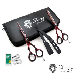 Kit Tijera Corte Pulir 5.5 + Navaja + Estuche #515 - Sharpy