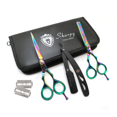 Kit Tijera Corte Pulir 6 + Navaja + Estuche #1102 - Sharpy