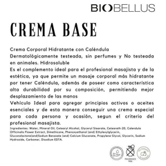 Crema BASE PARA MASAJES X KG Biobellus - Distribuidora Melange