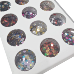 Deco uñas circulos de colores confeti en pote caja x 12 unid en internet
