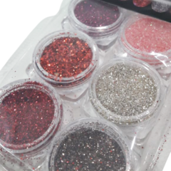 Deco uñas glitter purpurina de colores en pote x 6 unid - comprar online