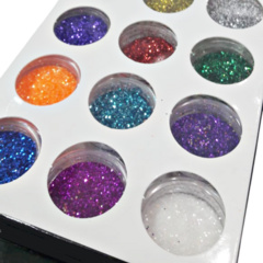 Deco uñas glitter purpurina de colores en pote caja x 12 unid en internet