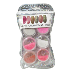 Deco uñas glitter purpurina de colores en pote x 6 unid - Distribuidora Melange