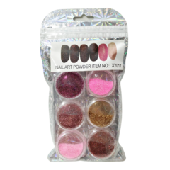 Deco uñas glitter purpurina de colores en pote x 6 unid - tienda online