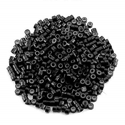 Microrings con silicona negros x 100 unid